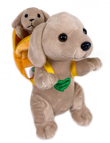 Doppelpack Hündchen mit Mini Hündchen im Rucksack