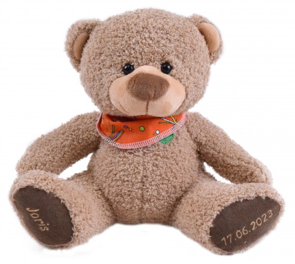 25cm brauner Knuddelbär mit Bestickung